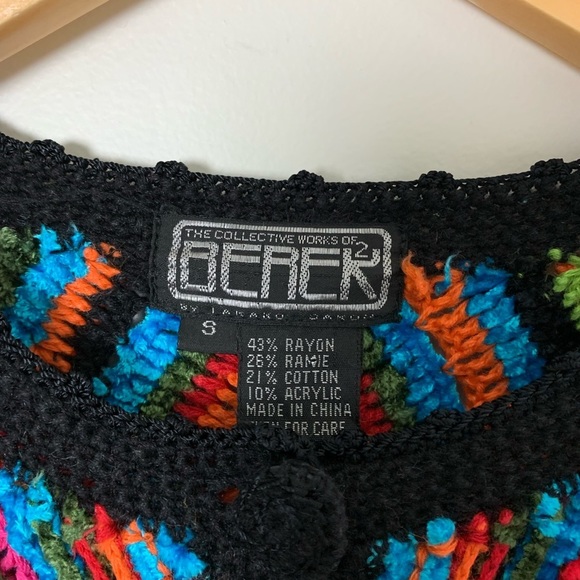 Vintage Crochet Hexagon Multi Color Sweater Size Small - Picture 2 of 7